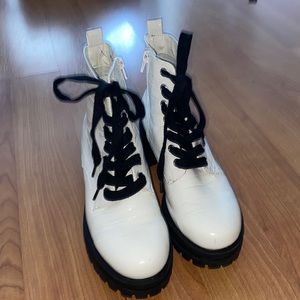 White combat boots